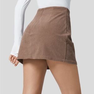 New Corduroy High waisted invisible zipper 2 in 1 A line mini skirt w/shorts NWT